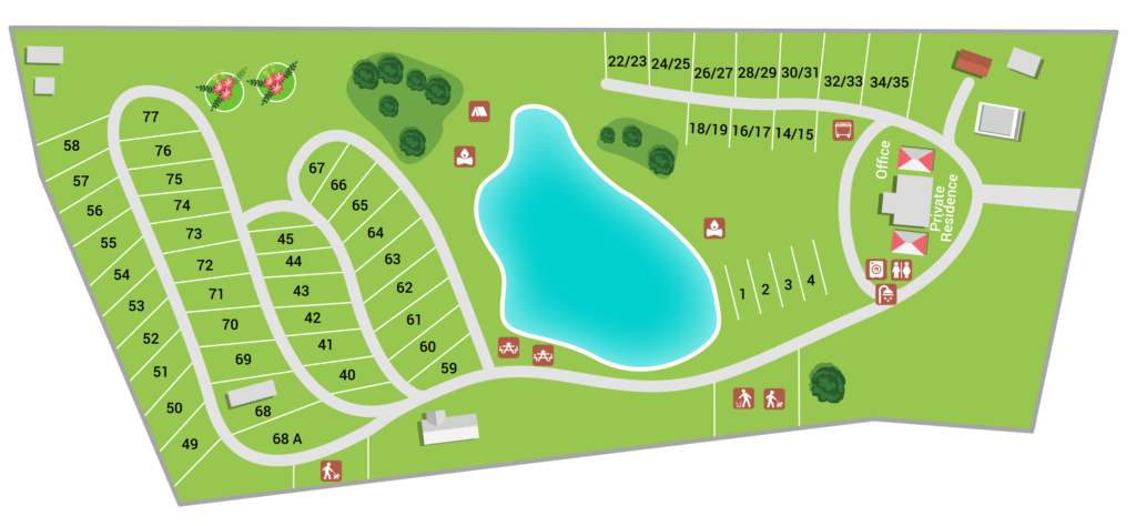 Map of our RV site, call to make a reservation.